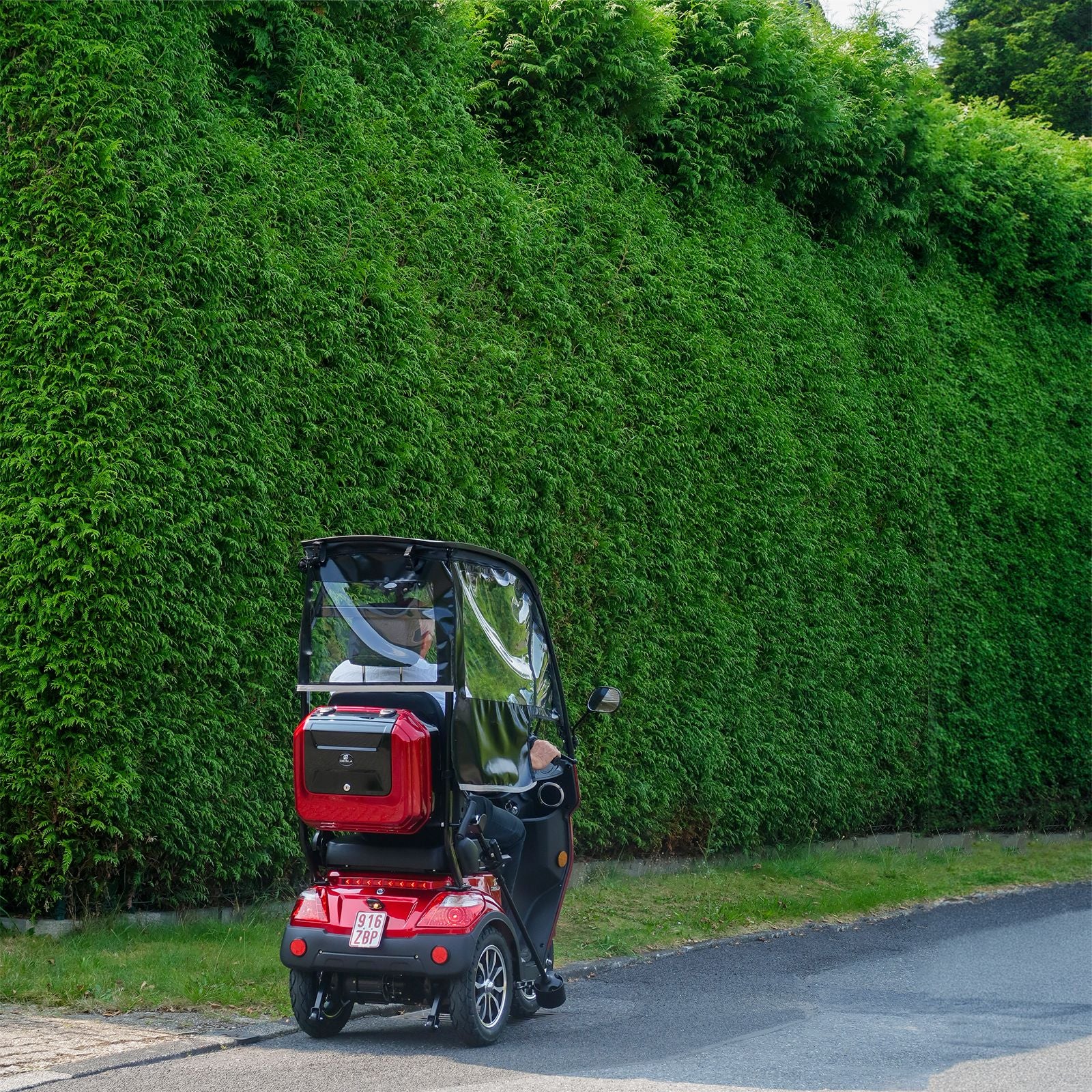 Deisla, Dreirad DS3-15 mit Dach und Wetterschutz, Lithium-Akku, Rot, 15 km/h