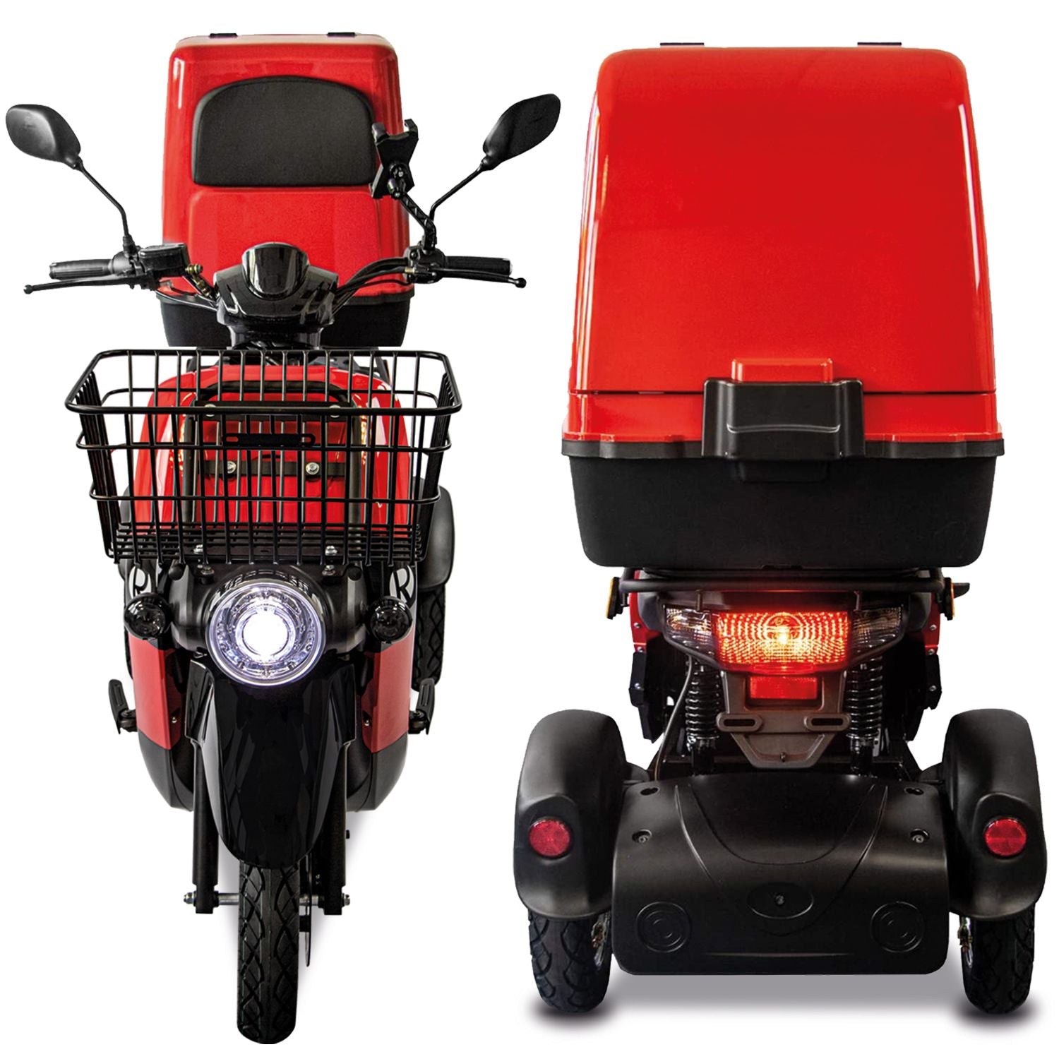 Rolektro E-Carrier 25 V.3 Lithium, Rot, mit XXL-Koffer, 25 km/h