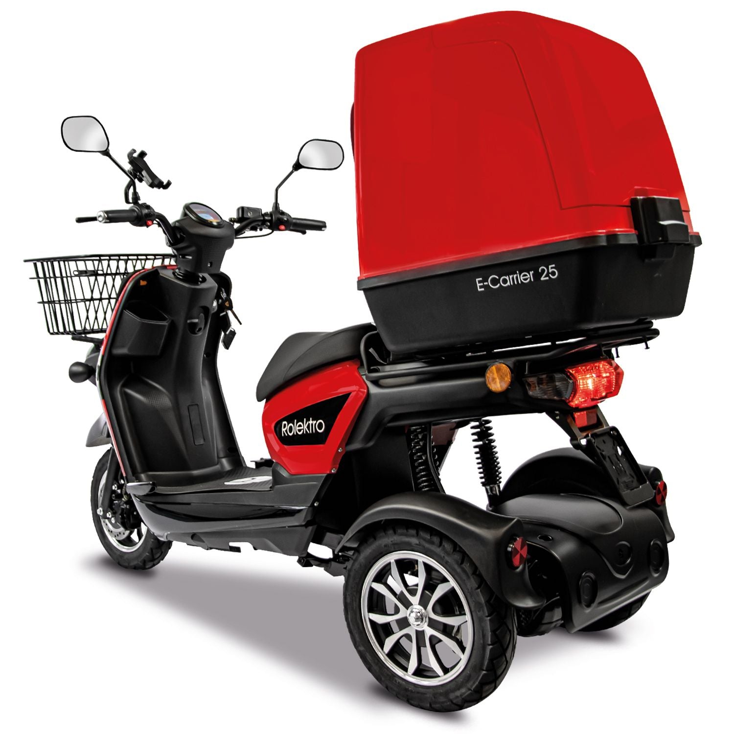Rolektro E-Carrier 25 V.3 Lithium, Rot, mit XXL-Koffer, 25 km/h
