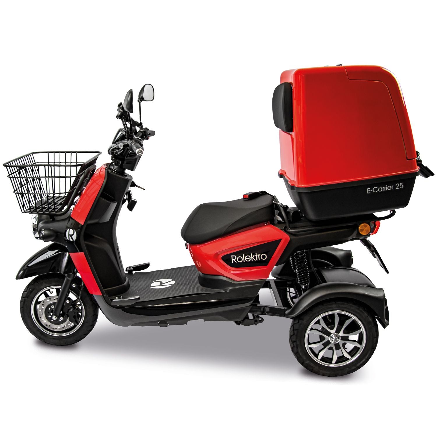 Rolektro E-Carrier 25 V.3 Lithium, Rot, mit XXL-Koffer, 25 km/h