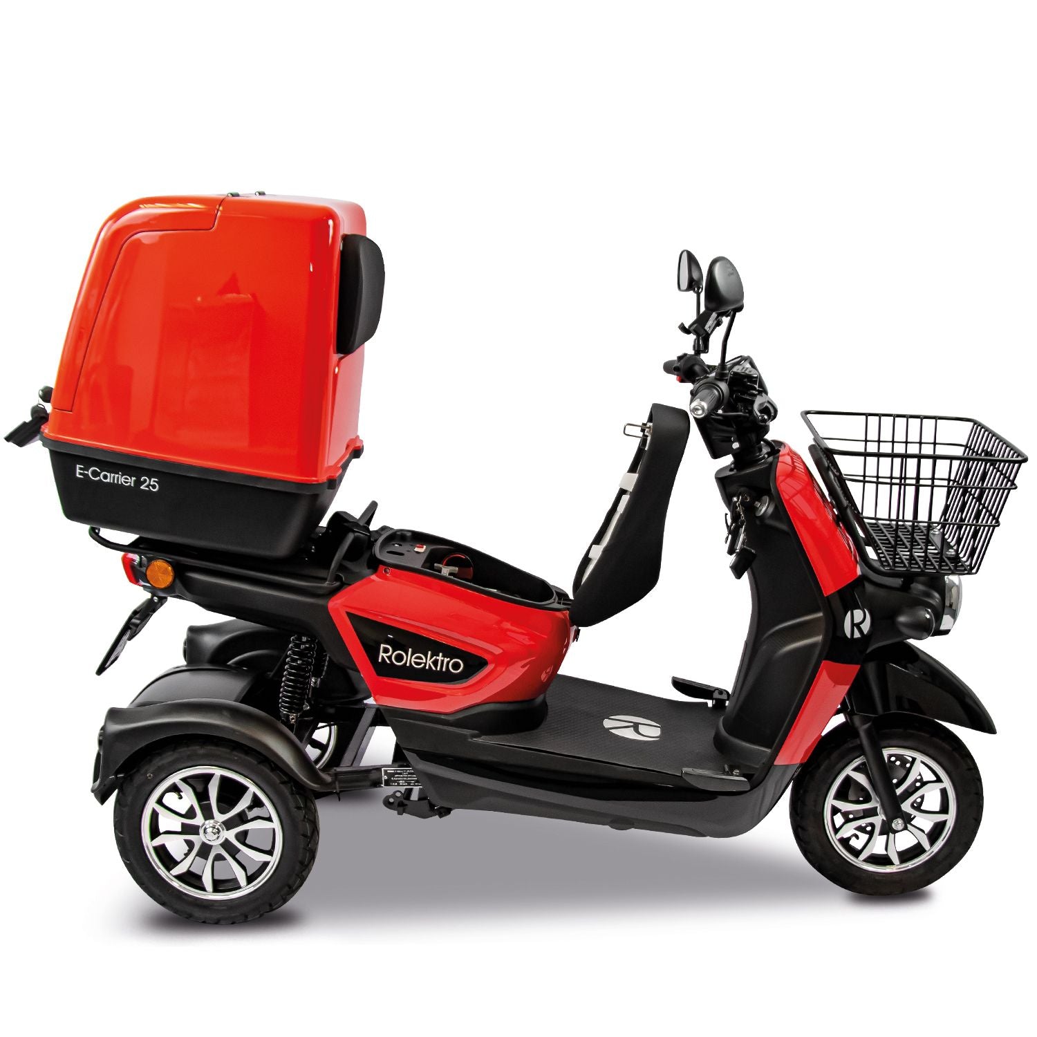Rolektro E-Carrier 25 V.3 Lithium, Rot, mit XXL-Koffer, 25 km/h