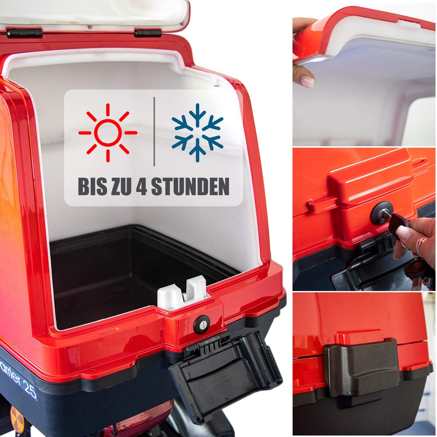 Rolektro E-Carrier 25 V.3 Lithium, Rot, mit XXL-Koffer, 25 km/h