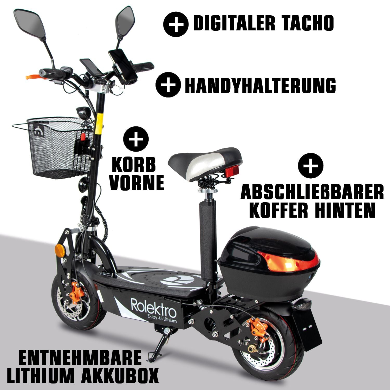 Rolektro E-Joy 45 Lithium, Schwarz, 45 km/h
