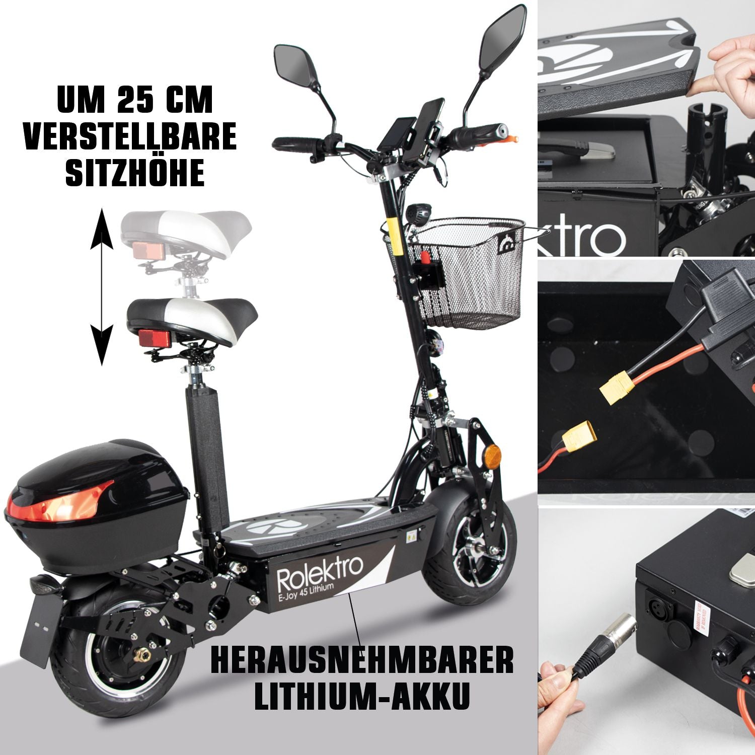 Rolektro E-Joy 45 Lithium, Schwarz, 45 km/h