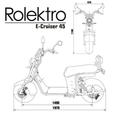 Rolektro, E-Cruiser 45 Lithium, Schwarz, 60V-20Ah Akku, 1500 Watt