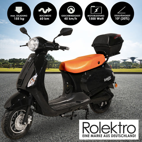 Rolektro, E-City 45 Retro Lithium, Schwarz, 60V-27,5Ah Akku, 1200 Watt